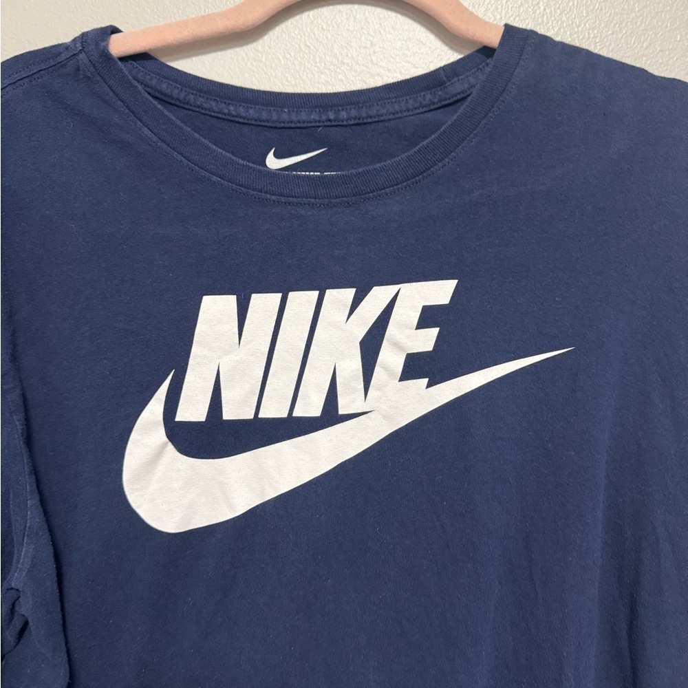 Nike Long Sleeve Logo Tee in Navy and White - Picture 4 of 7
